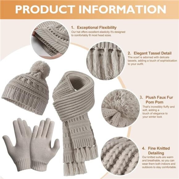 Winter Scarf, Gloves, and Hat Set for Women - Picture 3 of 7
